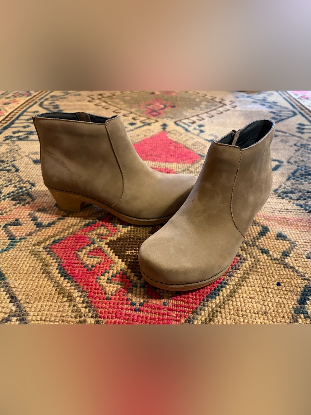 Dansko Maria Taupe Suede Side Zip Ankle Booties sz 37 / US 6.5 -  7